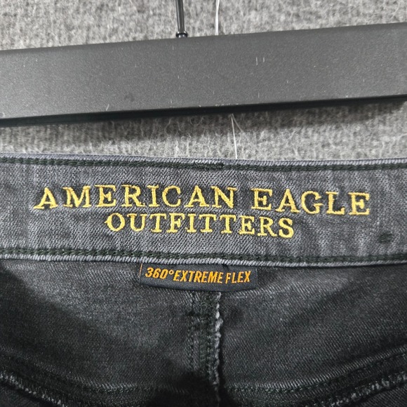 American Eagle 360⁰‎ Mens Extreme Flex Black Denim Straight Jean Size 28x34 - Picture 6 of 13